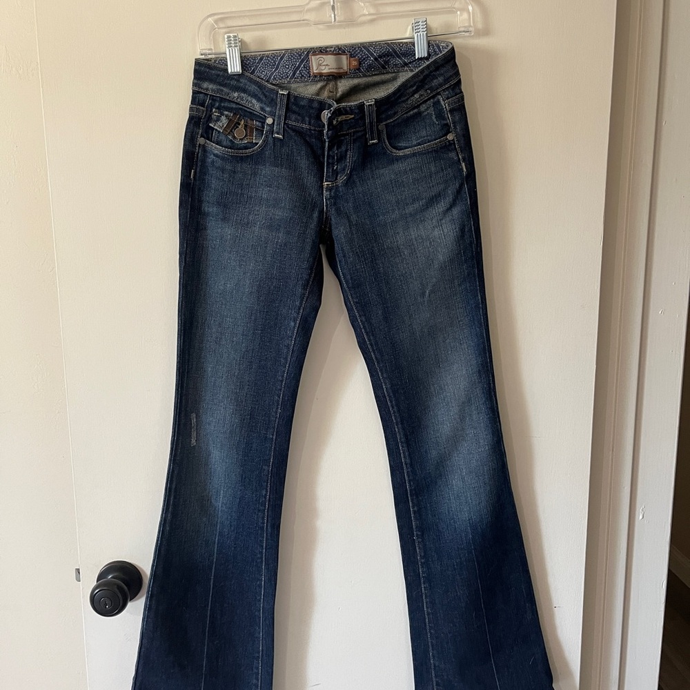 PAIGE Blue Flare Wide Leg Jeans